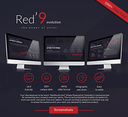3套大气的销售类数据汇报PPT模板：Red 9 evolution powerpoint
